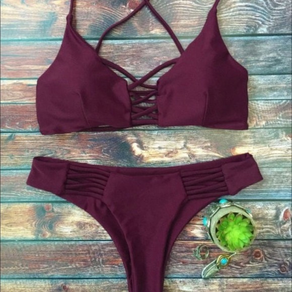 Zaful Other - Zaful Lace Up Cutout Bikini